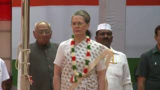 Watch Congress President Smt. Sonia Gandhi hoists the flag at AICC Video