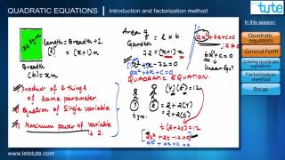 Watch Quadratic Equations- Introduction & Factorization Method | Letstute Video