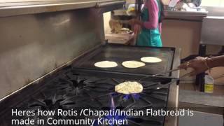 Watch How Roti ( Indian Flatbread) is made in the Community Kitchen | Chapati making at the Temple Video