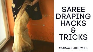 Watch Saree Draping Hacks & Tricks | Effortless Saree Draping in Hindi | #kARWACHAUTHWEEK | Nidhi Katiyar Video