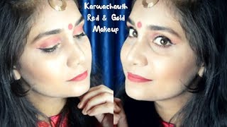Watch KARWA CHAUTH MAKE UP TUTORIAL 2017 in HINDI | Red & Gold Makeup | Nidhi Katiyar Video