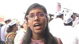 Watch AAP Kiraya Satyagrah Campaign at Vishvavidyalaya Metro Station Against Fare hike Video