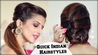 Watch 2 ELEGANT Indian Hairstyles With A Puff For Diwali For Medium To Long Hair/ Indian Wedding Occasions Video