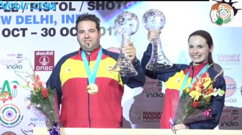 Watch Complete Winning Ceremeny - Gold Medalist Team of Spain - Antonio BAILON, Beatriz MARTINEZ - Trap Mixed Team #ISSF #WCF Video