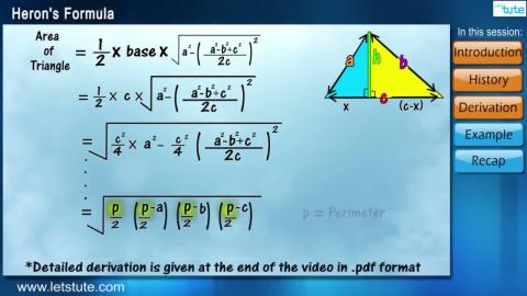 Watch Heron's Formula | Letstute Video