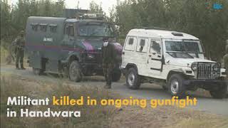 Watch Militant killed in ongoing gunfight in Handwara Video