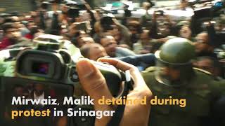 Watch Mirwaiz, Malik detained during protest in Srinagar Video