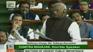 Watch Mallikarjun Kharge raises the issue of Bhima Koregaon Violence in Lok Sabha Video