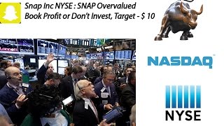 Watch NYSE:SNAP| Snap Inc SnapChat Valuation Very High| Sell & Target $10 Video