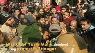 Watch JKLF Chief Yasin Malik detained during protest in Srinagar Video