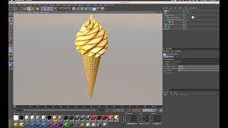 Watch Cinema 4d Tutorial How to make IceCream with twist, Taper & Subdivision Surface Tutorial Video