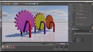 Watch X,Y,Z Cogwheel Rotation with Single Dynamic Moter  in Cinema 4D R16 Tutorial Video