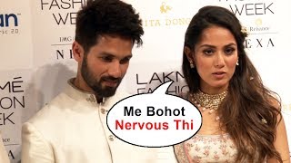 Watch Mira Rajput Reaction On Her FIRST RAMP WALK With Shahid Kapoor | Lakme Fashion Week 2018 Video