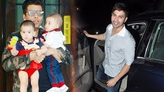 Watch Varun Dhawan At Karan Johar Kids Yash and Roohi Birthday Party 2018 Video