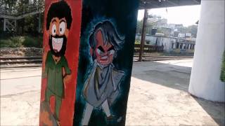 Watch Bollywood Stars Paintings At Railway Station Video