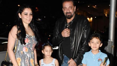 Watch Sanjay Dutt And Maanayata Spotted With Kids For Dinner On Their Marriage Anniversary At Yauatcha Video
