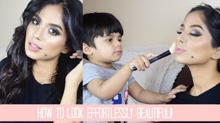 Watch EASY EFFORTLESSLY BEAUTIFUL MAKEUP & HAIR! Valentine's Special My 2 YEAR OLD helping me with MAKEUP! Video