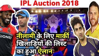 Watch IPL 2018 Auction: BCCI announced full list of IPL marquee players and other players name list Video