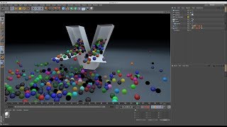 Watch Falling Shaded Balls while Unfolding Text using Bend with Dynamics in Cinema 4D Tutorial Video