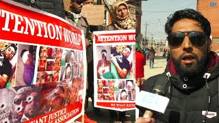 Watch Pellet victims stage protest in Srinagar, appeal for help Video