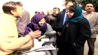 Watch Mehbooba  hands over motorized bicycles among specially abled youth Video