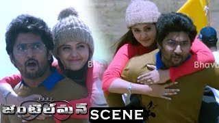 Watch Gentleman Movie Scenes - Nani And Surabhi Wins Hill Climbing Race - Event Guy Takes Of The Reward Video