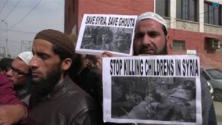 Watch Kashmir clerics protest against children killings in Syria Video
