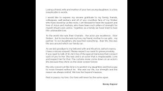Watch Boney Kapoor's heartfelt letter for wife Sridevi Video