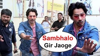 Watch Varun Dhawan's Sweet Gesture SAVES Reporter From Falling At October Movie Trailer Launch Video
