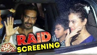 Watch Ajay Devgn With Kajol And Son Yug At RAID Special Screening Video
