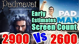 Watch Padmavat Vs Padman Early Screen Count Details Video