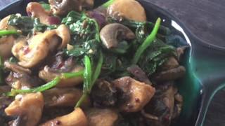 Watch Quick Tasty Mushroom Spinach Fry Recipe | Easy Side Dish Recipe Video