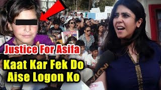 Watch Ekta Kapoor Angry Reaction On Asifa Kathua Case During Protest On Mumbai Streets Video