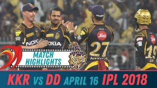 Watch Kolkata Knight Riders vs Delhi Daredevils Match Highlights| April 16 2018 | Cricnwin Match Reels Video