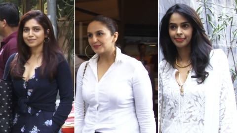 Watch Bhumi Pednekar, Mallika Sherawat, Huma Qureshi, & Dir Aniruddha Roy Chowdhury Spotted At Indigo Restaurant Video