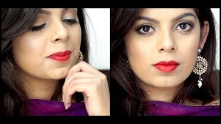 Watch Indian Festive Makeup | Golden Smokey Eye + Red Lips | Diwali Makeup Tutorial 2016 Video