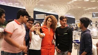 Watch Kangana Ranaut Clicks Photos With Fans At Mumbai Airport Video