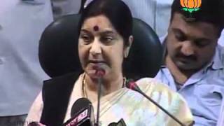 Watch BJP Press: PM Unwanted Statement before Monsoon Session: Smt. Sushma Swaraj: 01.08.2011 Video