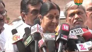 Watch BJP Byte: Lokayukta  Meeting of BJP Leaders with President: Smt. Sushma Swaraj: 02.09.2011 Video