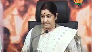 Watch BJP Press:  PM Statement, 2G Scam, Chidambaram role in 2G Scam: Smt. Sushma Swaraj: 28.09.2011 Video