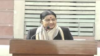 Watch External Affairs Minister greets Ministry on New Year (January 01, 2016) Video