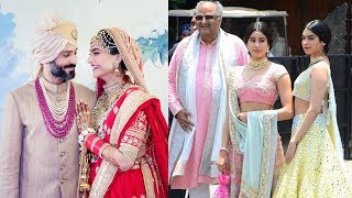 Watch Gorgeous Jhanvi And Khushi Kapoor With Boney Kapoor At Sonam Kapoor Wedding Ceremony Video