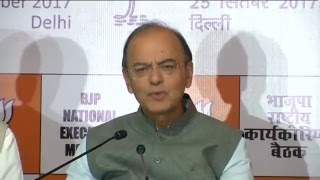 Watch Shri Arun Jaitley addresses a press conference at Talkatora Stadium in New Delhi. Video