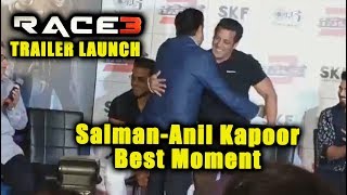 Watch Salman Khan HUGS Anil Kapoor At RACE 3 TRAILER LAUNCH | Best Moment Video