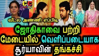 Watch à®œà¯‹à®¤à®¿à®•à®¾à®µà¯ˆ à®ªà®±à¯à®±à®¿ à®µà¯†à®³à®¿à®ªà®Ÿà¯ˆà®¯à®¾à®• à®ªà¯‡à®šà®¿à®¯ à®šà¯‚à®°à¯à®¯à®¾à®µà®¿à®©à¯ à®¤à®™à¯à®•à¯ˆ|Surya Sister Open Talk Video