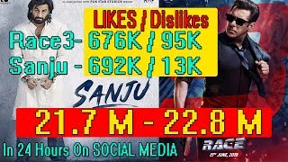 Watch SANJU Trailer Vs RACE 3 Trailer Comparison After 24 Hours On Social Media Video