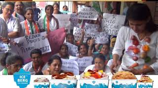 Watch Mahila Congress workers protest against rising prices Video