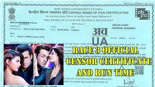 Watch RACE 3 Official Censor Certificate And Proper RUN Time Video