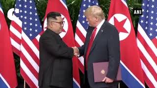 Watch Donald Trump, Kim Jong Un shake hands at Singapore Summit Video
