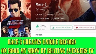 Watch Race 3 becomes the 1st movie on book my show to complete one lakh users likes breaking Avengers IW Video